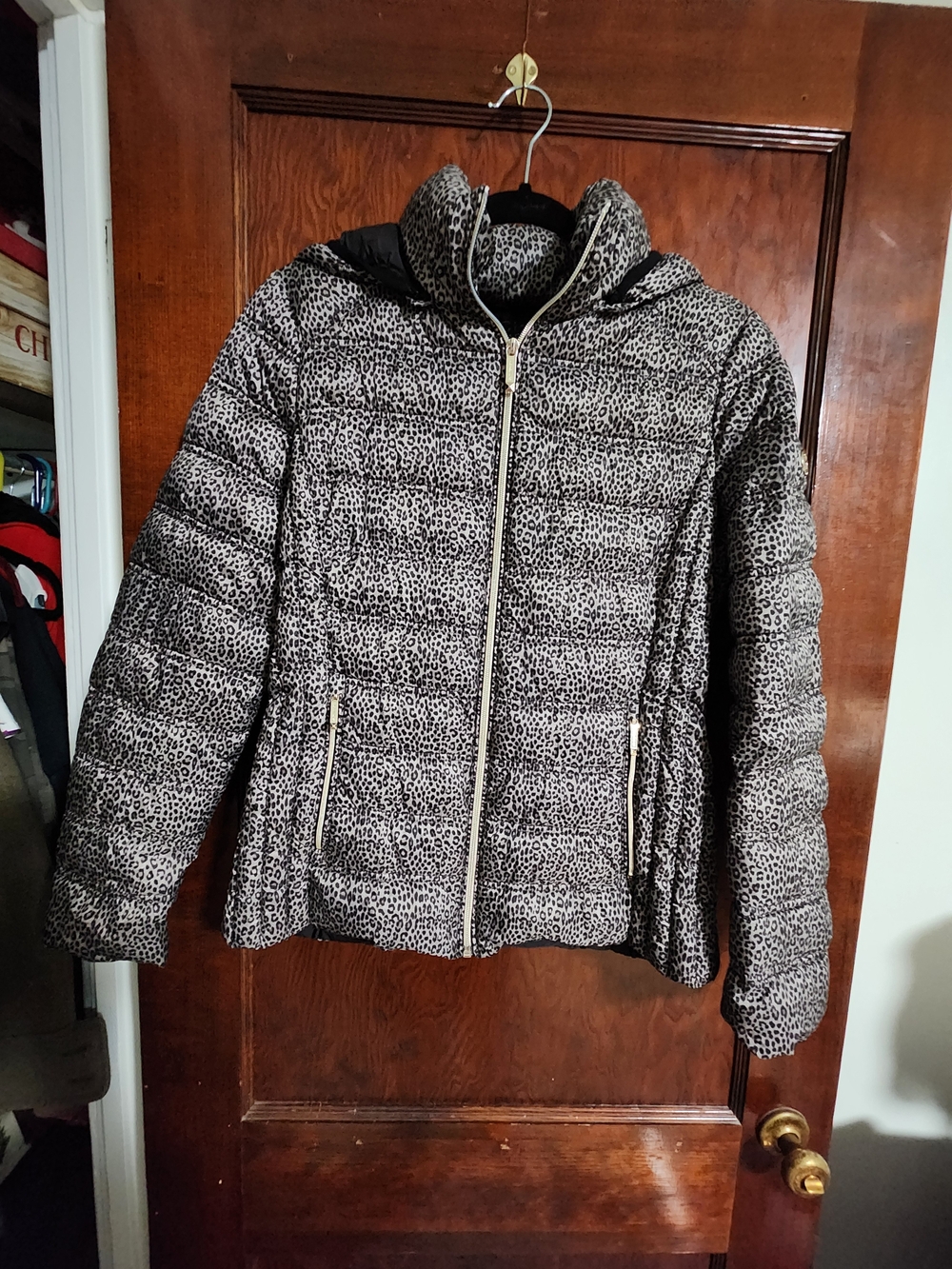 Michael Kors Leopard Print Packable Down Puffer Jacket Medium EUC